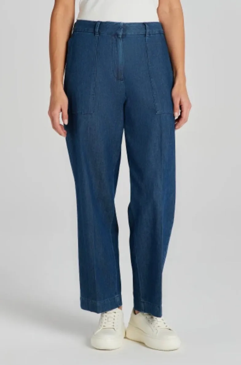 Gant Womens Chambray Cropped Trousers - Dark blue