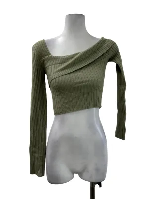 Green Ribbed A Symmetrical Top