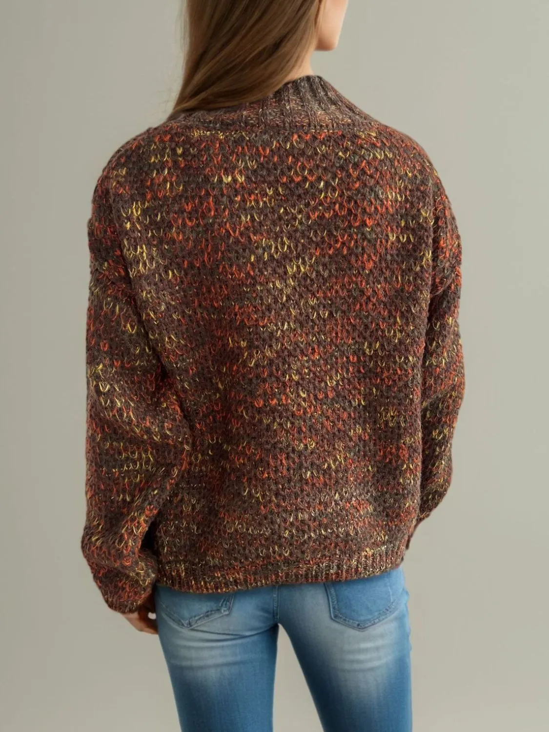 Hazel Blues® |  Heathered Turtleneck Dropped Shoulder Sweater
