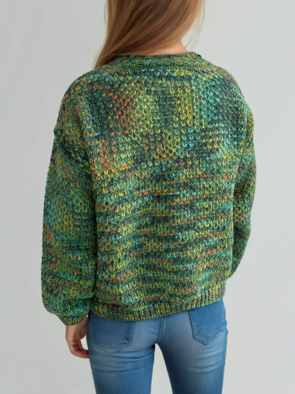 Hazel Blues® |  Heathered Turtleneck Dropped Shoulder Sweater