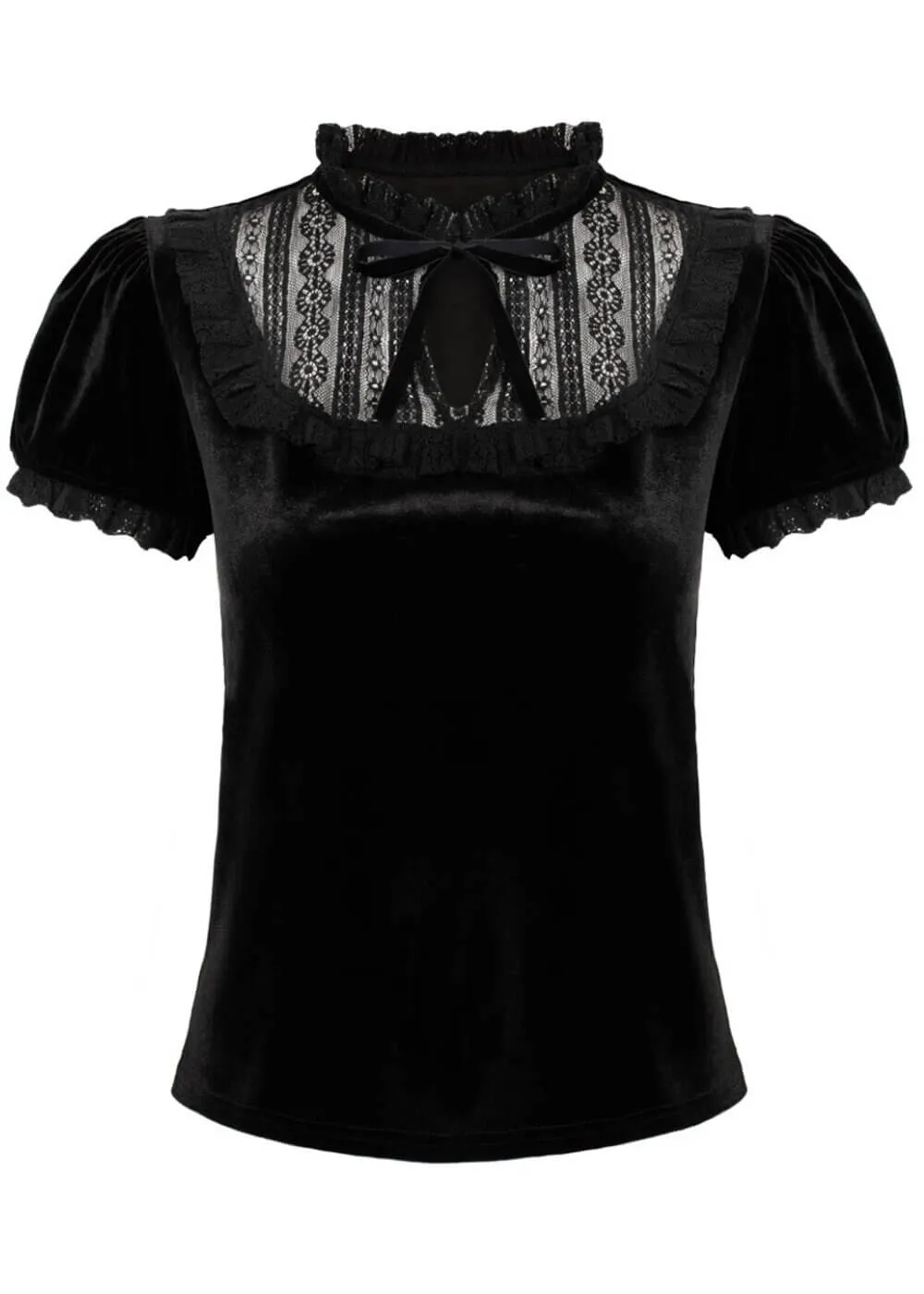 Hell Bunny Mourning Velvet 60's Top Black