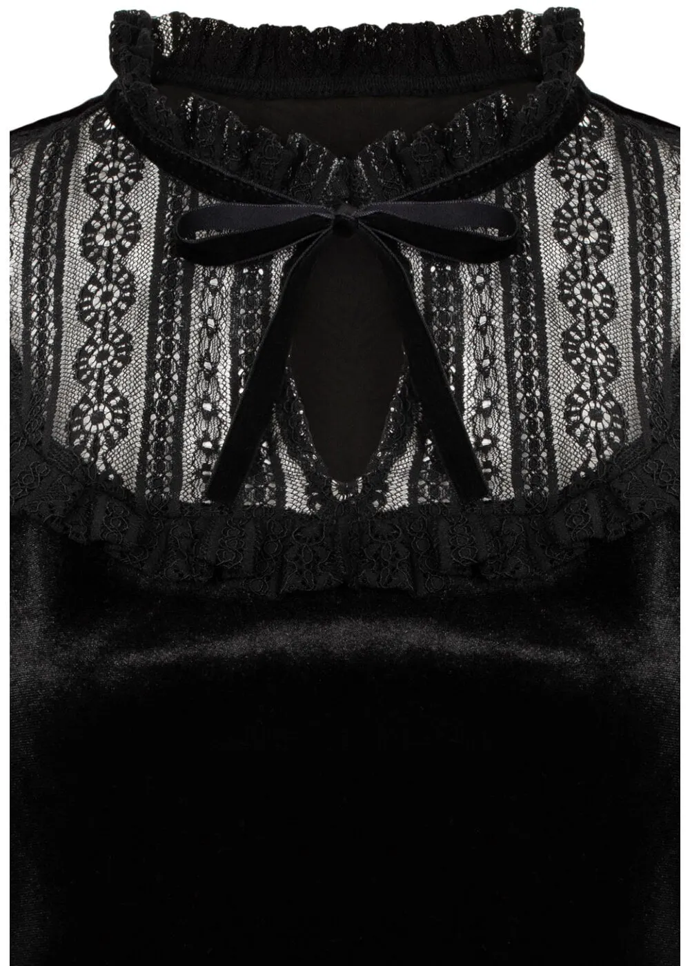 Hell Bunny Mourning Velvet 60's Top Black
