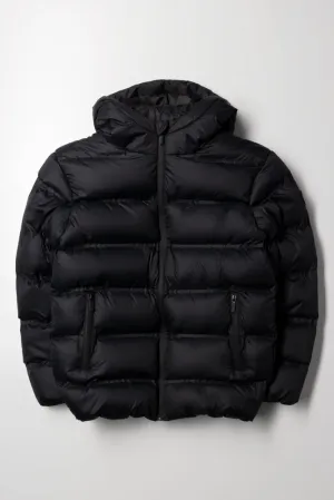 Hooded Puffer Jacket Black