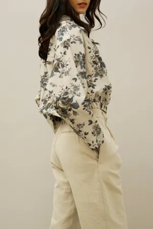 Idle Navy and Cream Floral Wrap Blouse