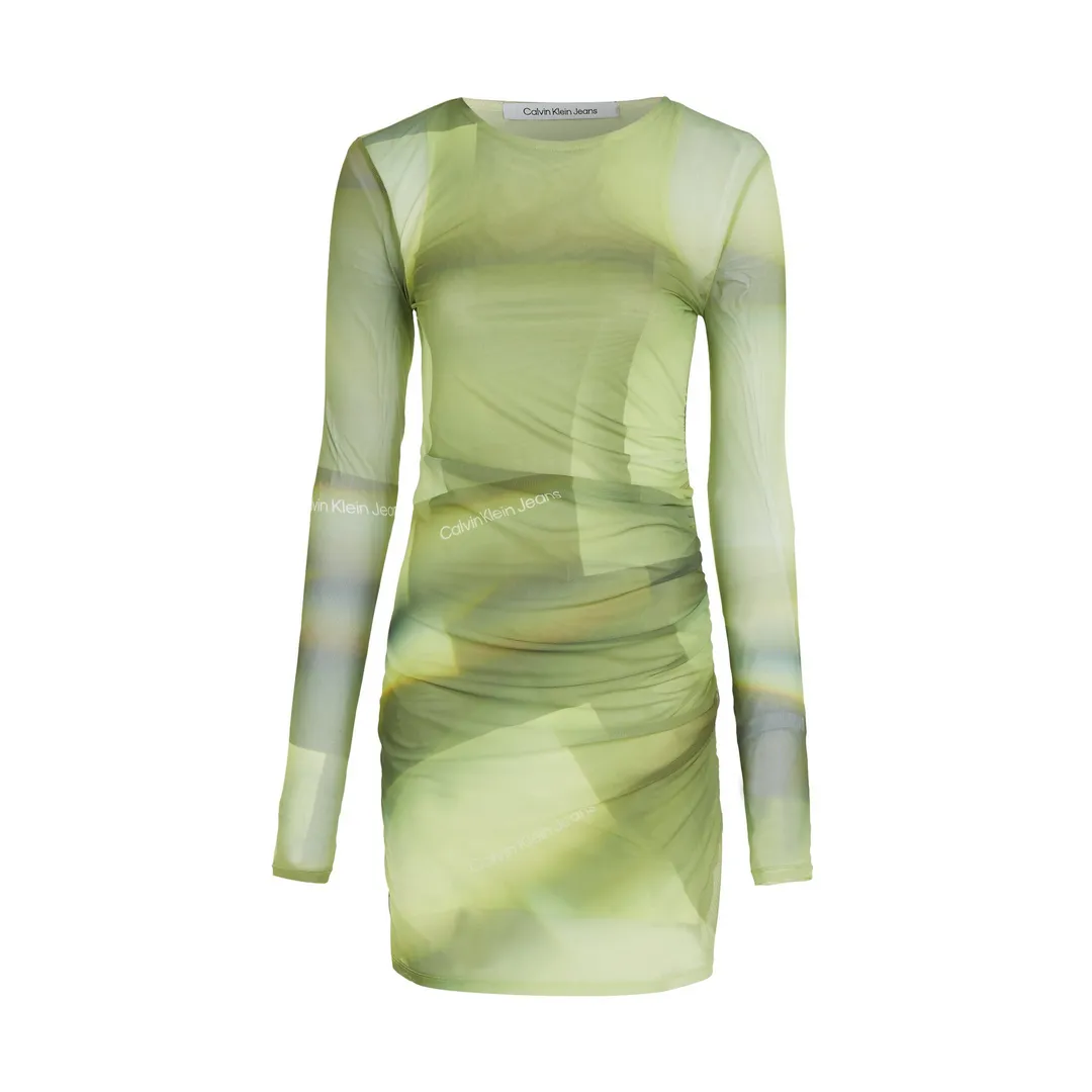 ILLUMINATED AOP MESH DRESS