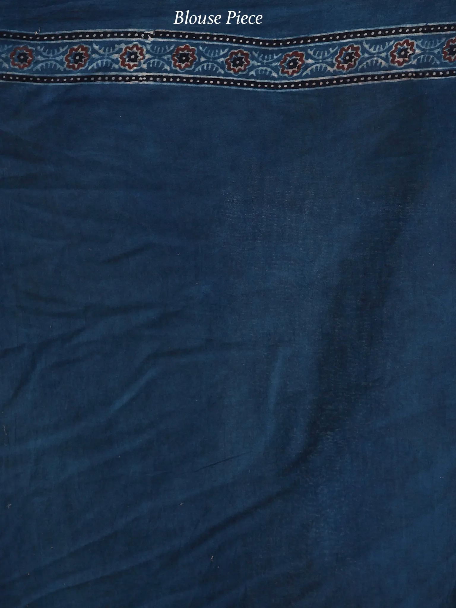 Indigo Black Maroon Ivory Ajrakh Hand Block Printed Cotton Saree in Natural Colors - S031703712