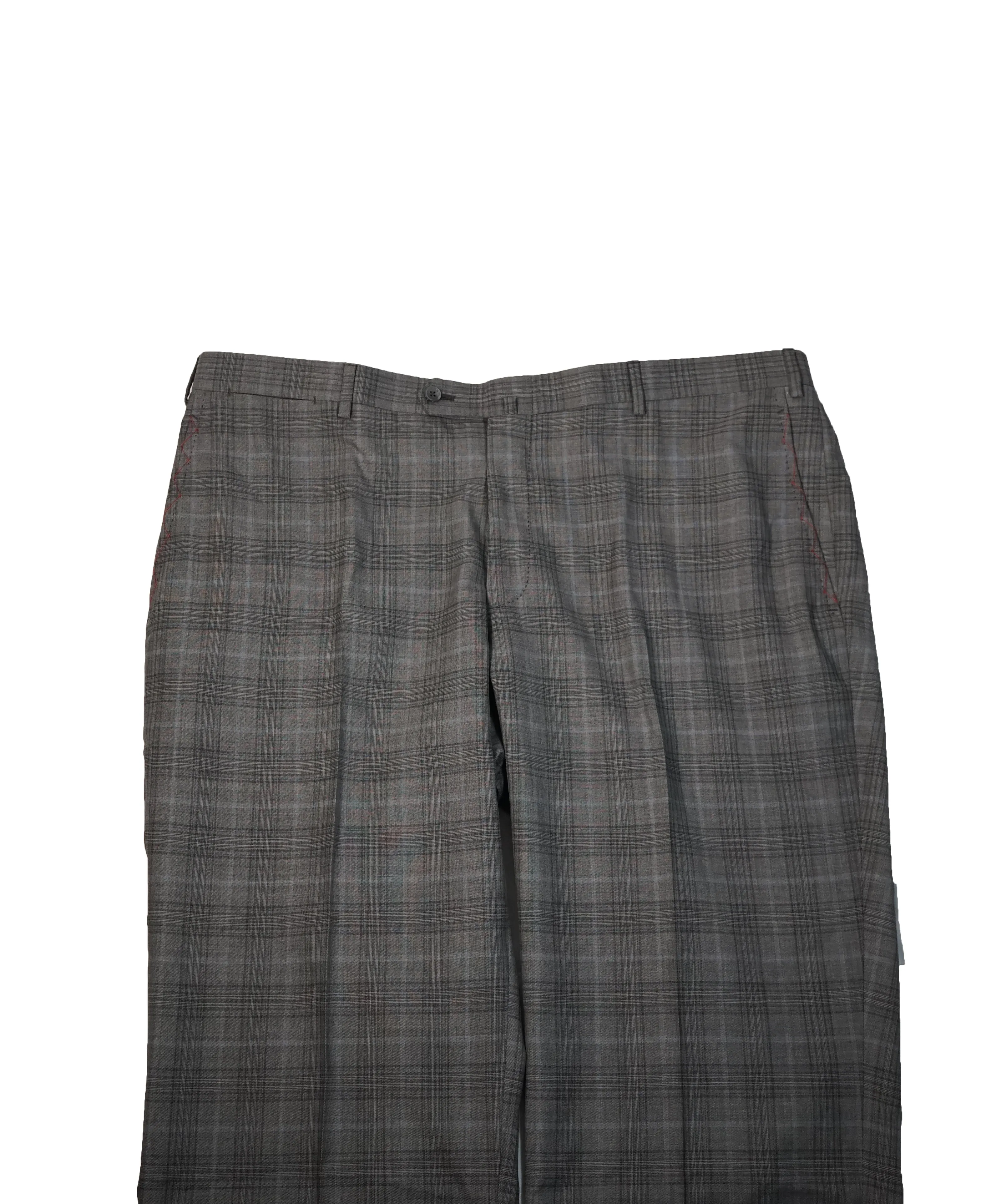 ISAIA - Gray & Blue Multi Check Plaid Dress Pants - 40W