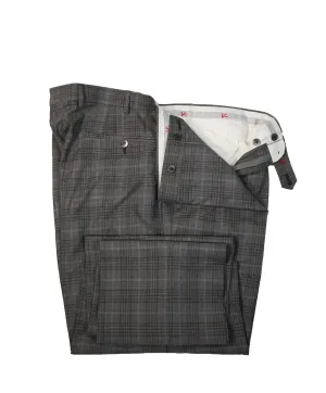 ISAIA - Gray & Blue Multi Check Plaid Dress Pants - 40W