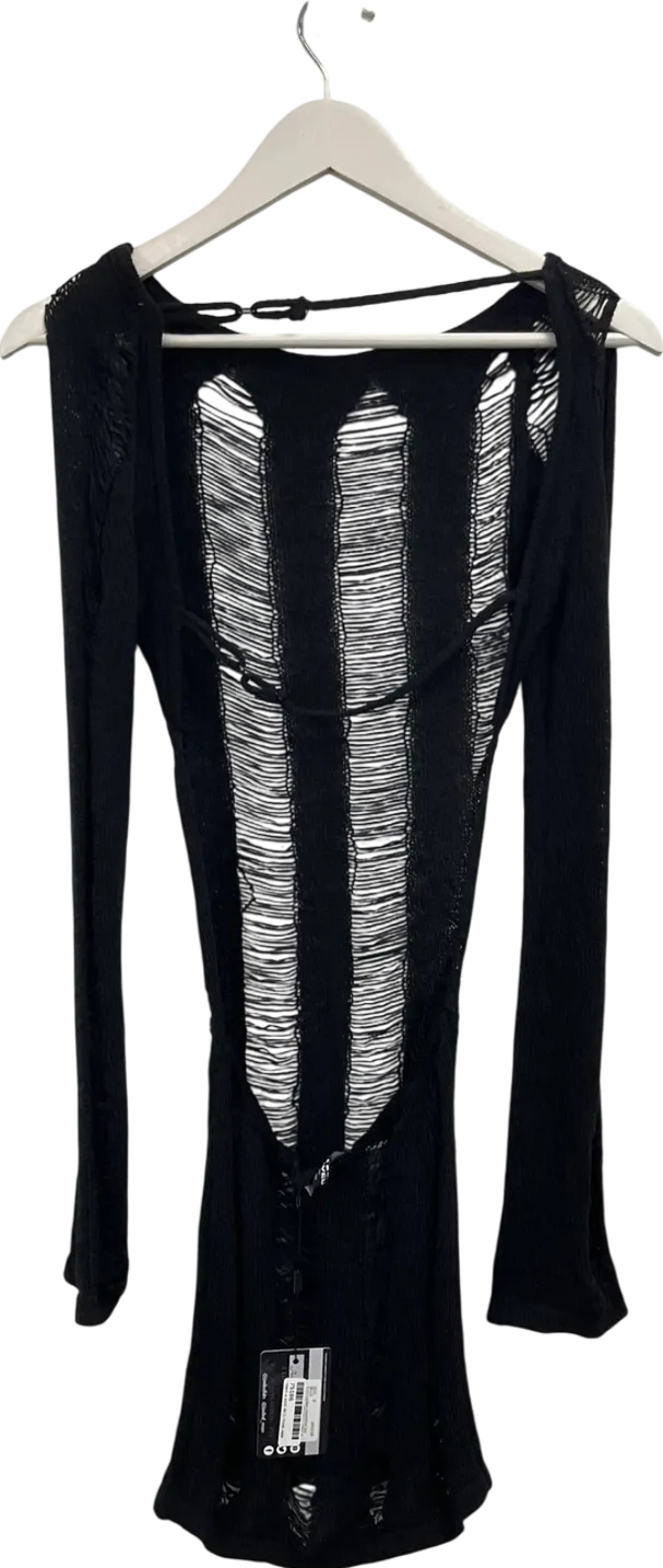 Jaded London Black Umbra Shredded Mini Dress UK S