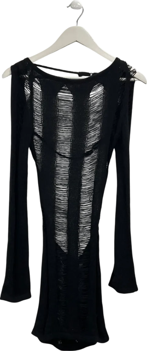 Jaded London Black Umbra Shredded Mini Dress UK S