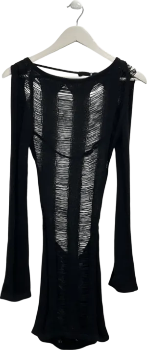 Jaded London Black Umbra Shredded Mini Dress UK S