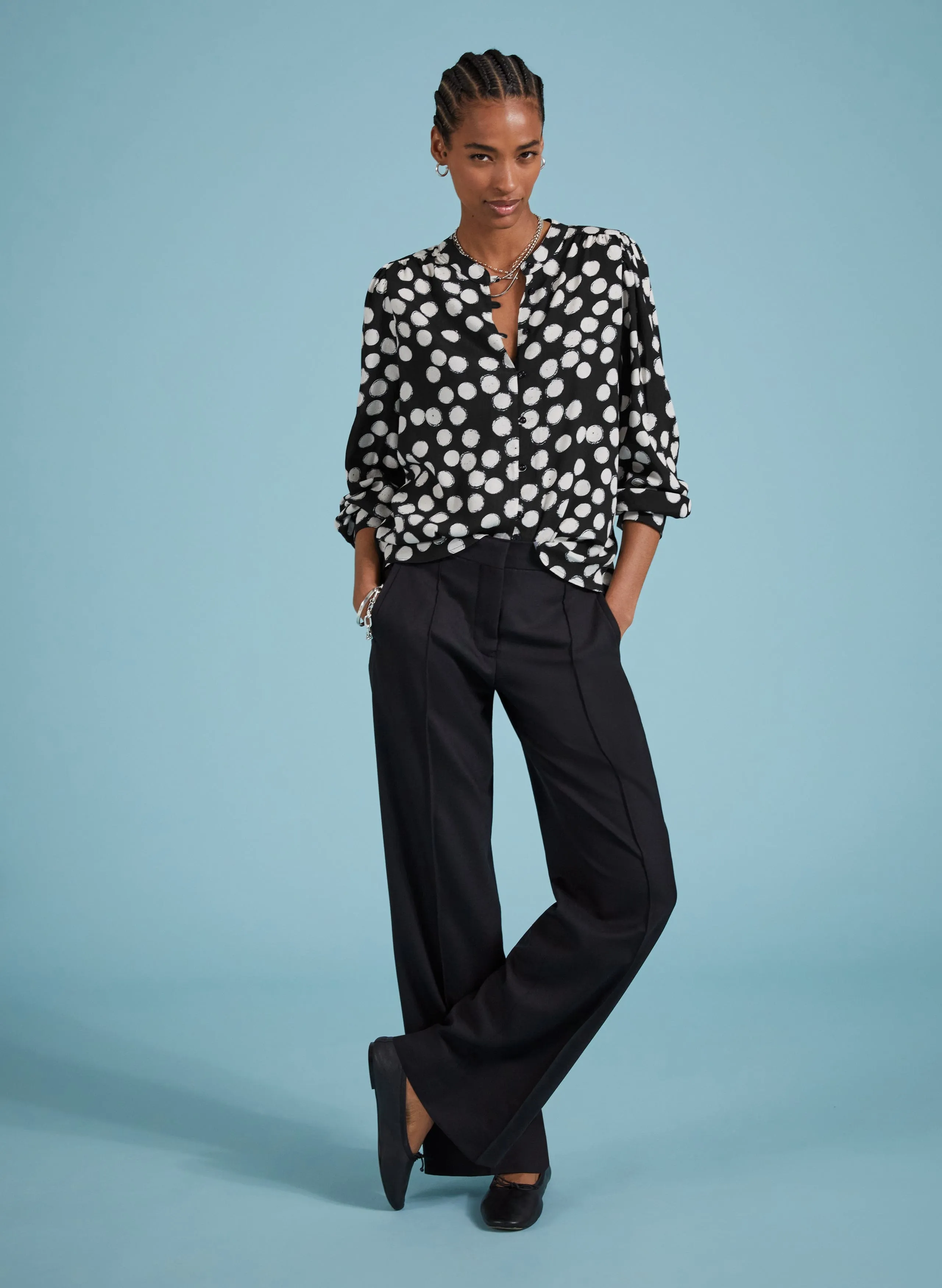 Jaqueline LENZING™ ECOVERO™ Printed Blouse | Black Painted Polka