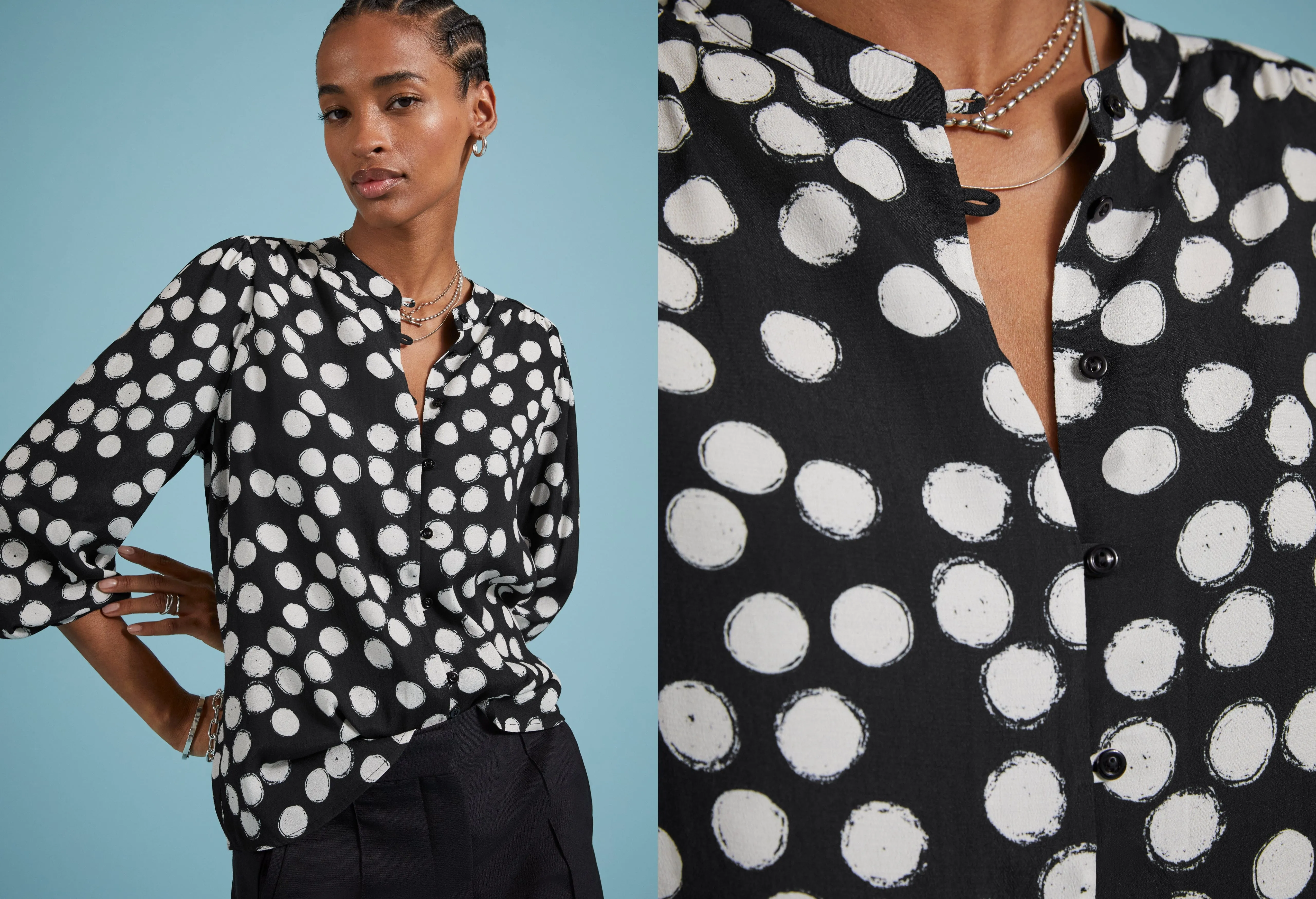Jaqueline LENZING™ ECOVERO™ Printed Blouse | Black Painted Polka