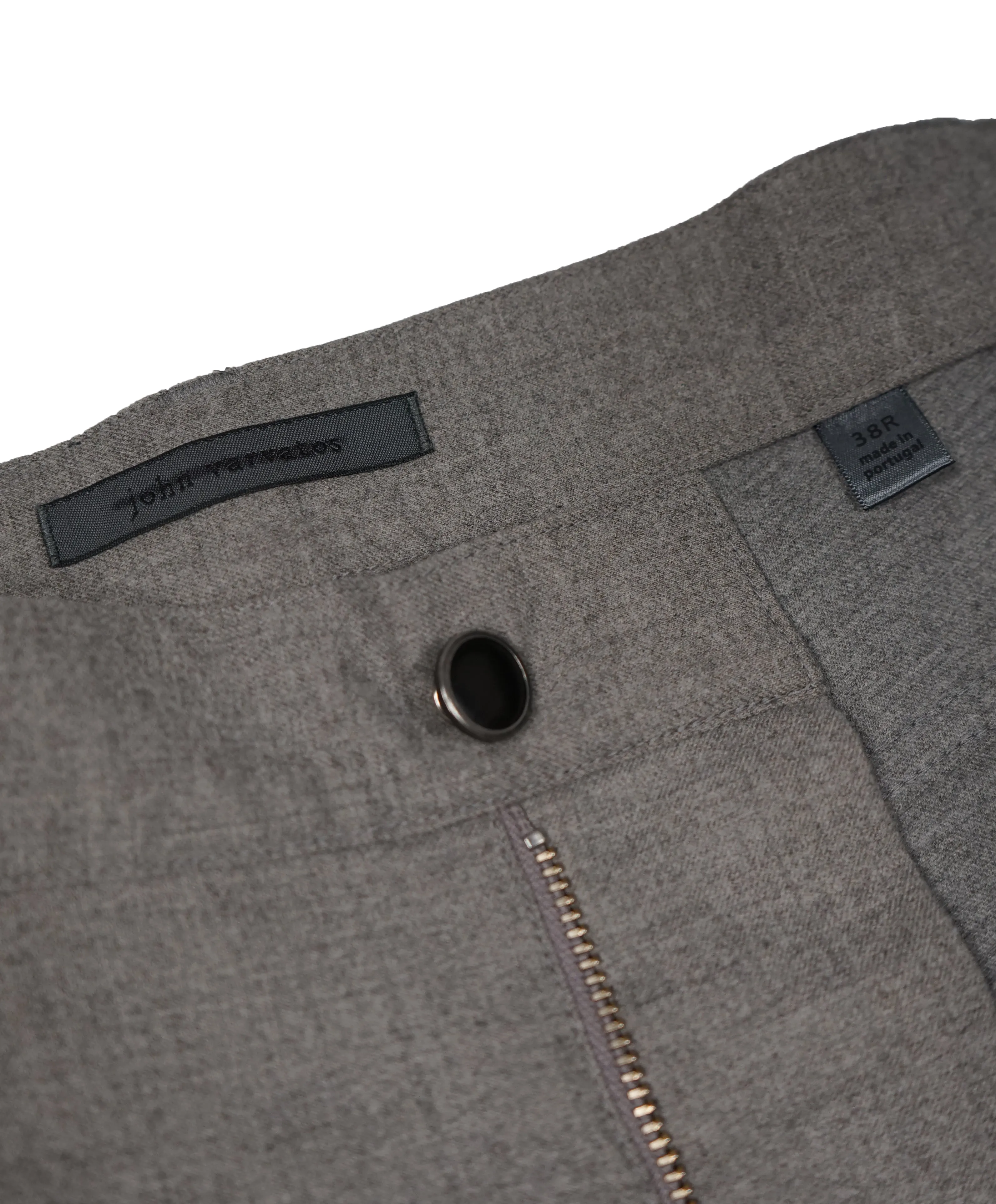 JOHN VARVATOS - Stone Gray Wool Blend 5-Pocket Dress Pants - 38W