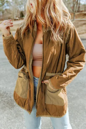 KaleaBoutique Stitching Quilted Drawstring Jacket