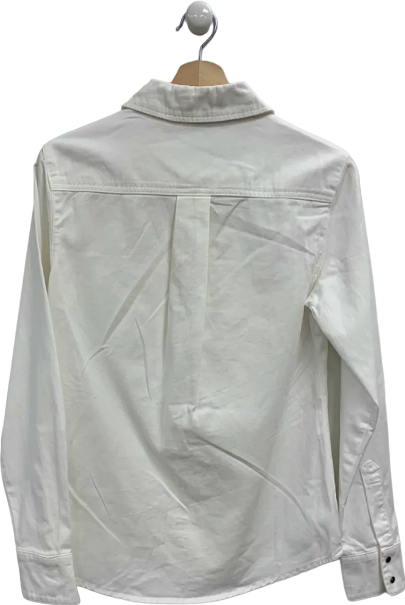 Karen Millen Crew Cream Denim Pocket Detail Relaxed Shirt UK 8