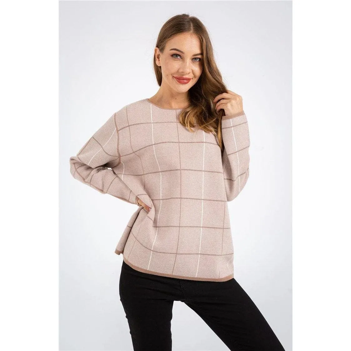 Knitting Check Plaid Sweater
