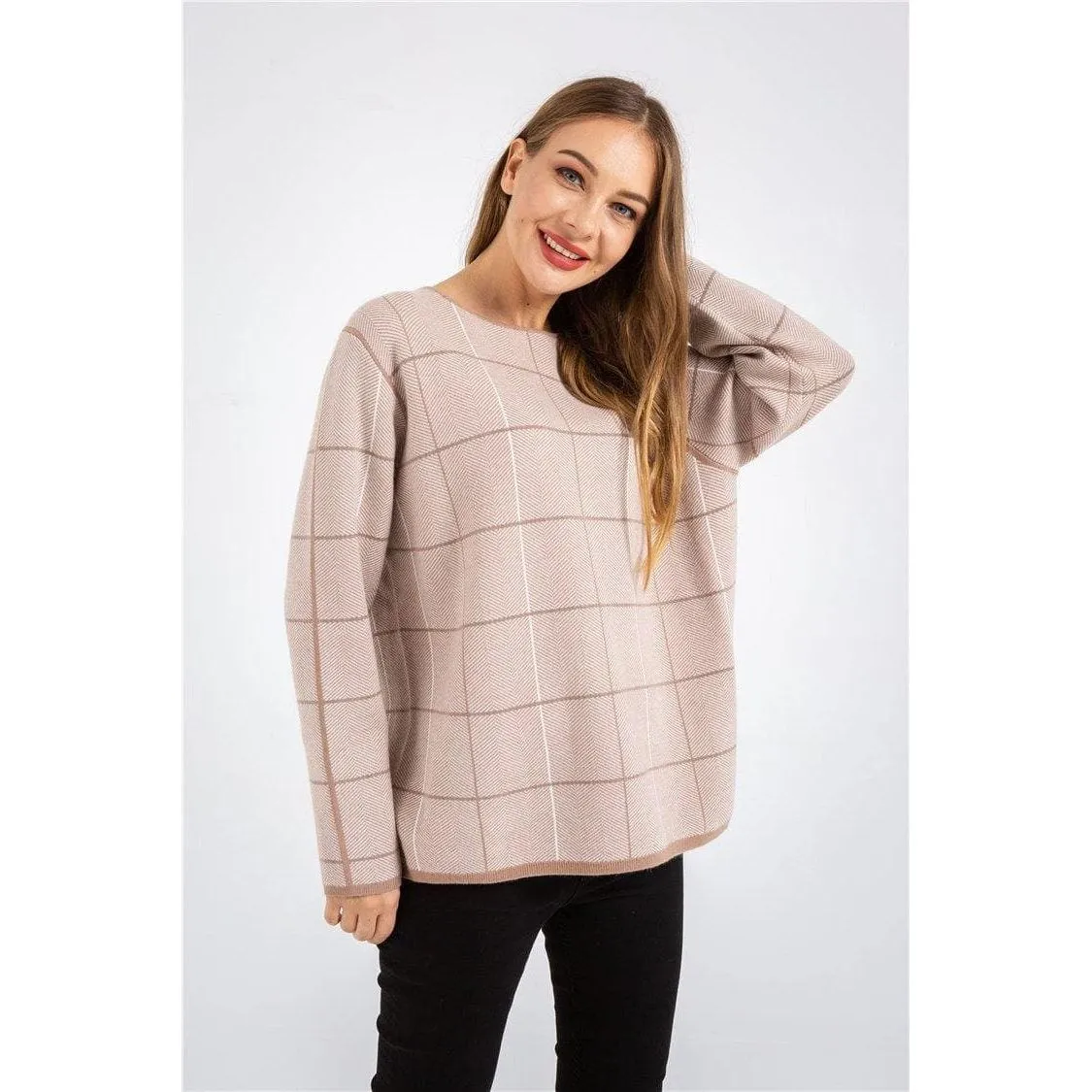 Knitting Check Plaid Sweater
