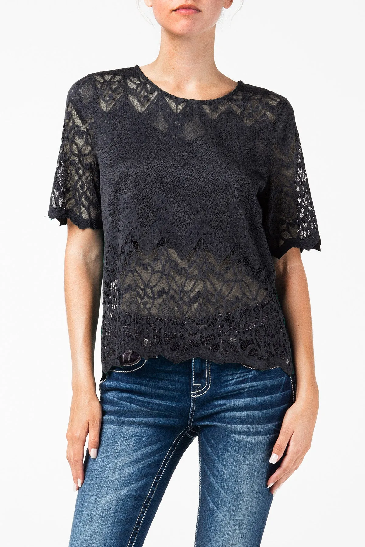 Lace Short Sleeve Top