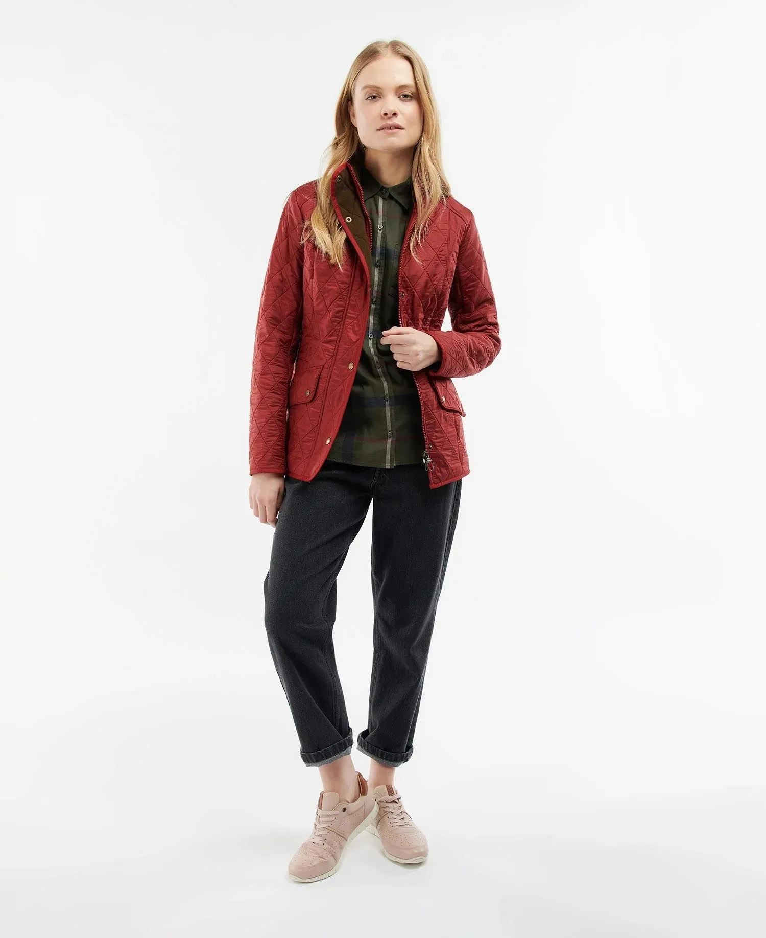 LADIES BARBOUR CALVARY POLARQUILT JACKET - RED