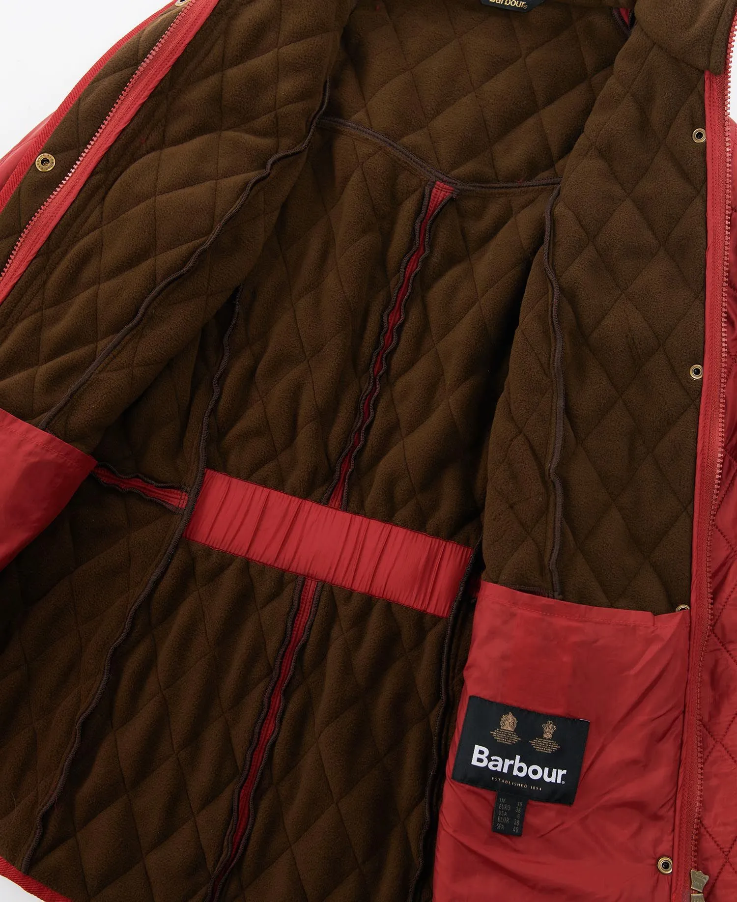 LADIES BARBOUR CALVARY POLARQUILT JACKET - RED