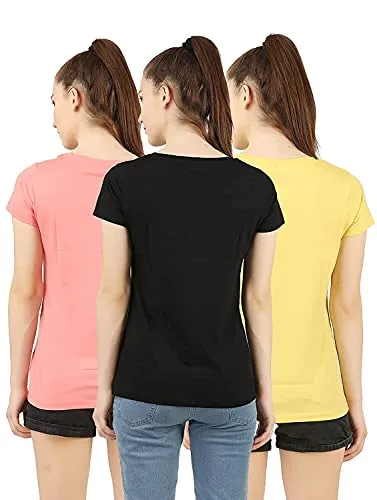 LAYA Women's T-Shirt (Pack of 3) (LA/SUNRISE/PACKA_Assorted_XX-Large)