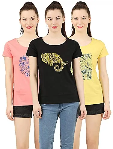 LAYA Women's T-Shirt (Pack of 3) (LA/SUNRISE/PACKA_Assorted_XX-Large)