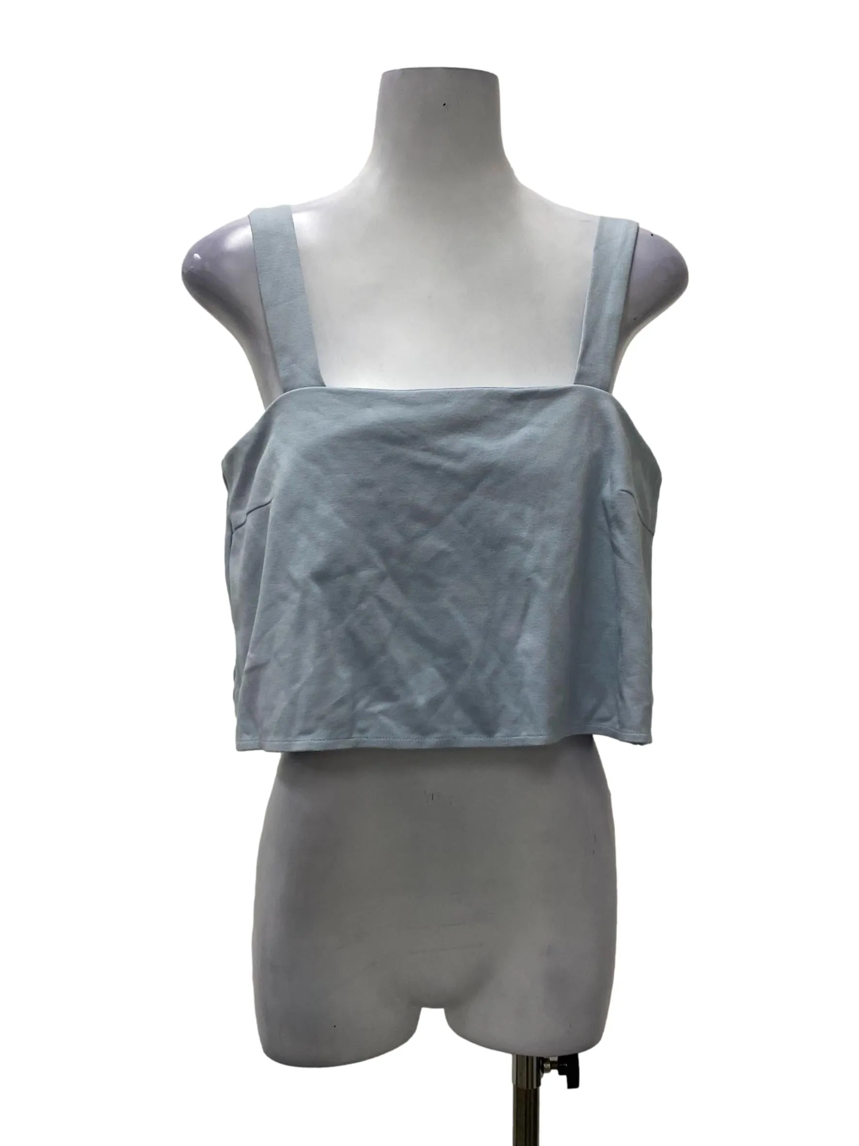 Light Blue Square Neck Cropped Top