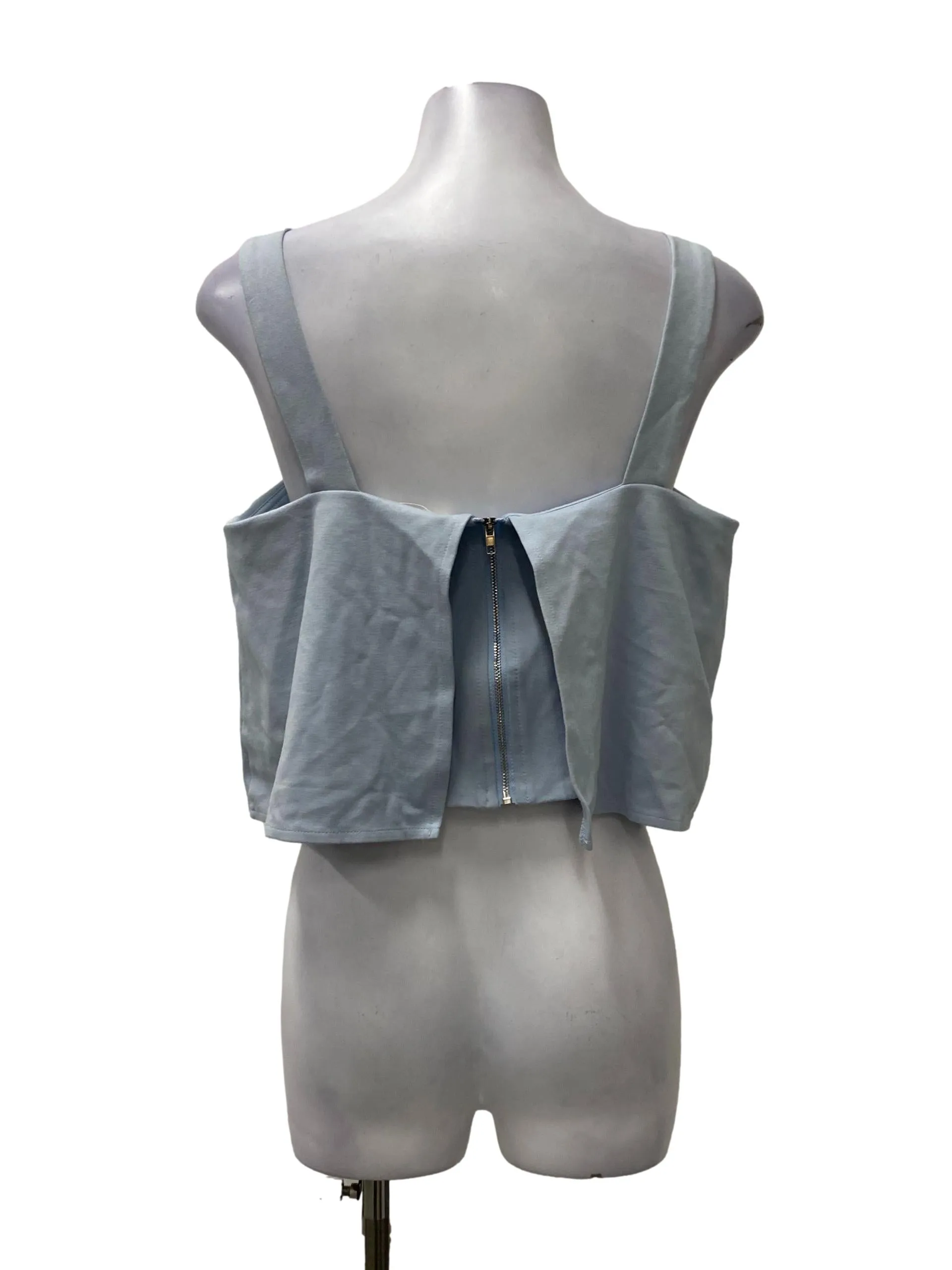 Light Blue Square Neck Cropped Top