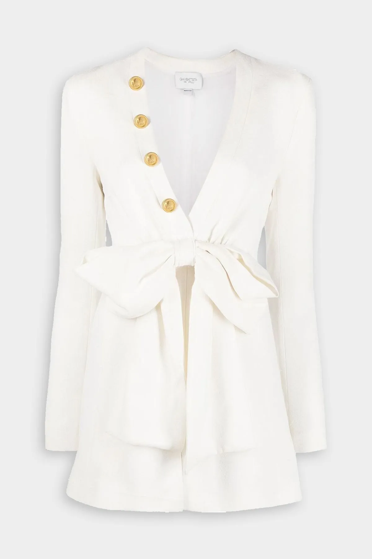 Long Sleeve Bow Short Dress in Ivory