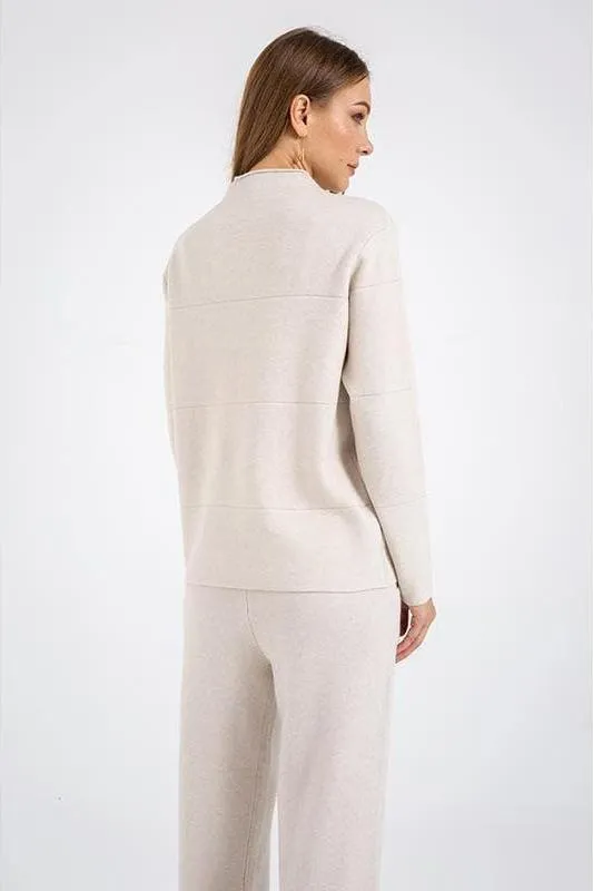 Long Sleeve Suit Pocket Knitted Sweater