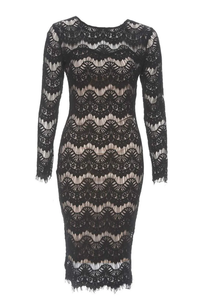 Long Sleeved Lace Bodycon Dress