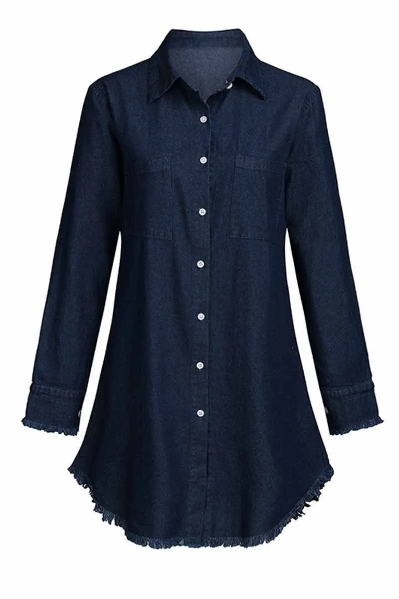 Loose Button Design 4 Colors Denim Dress