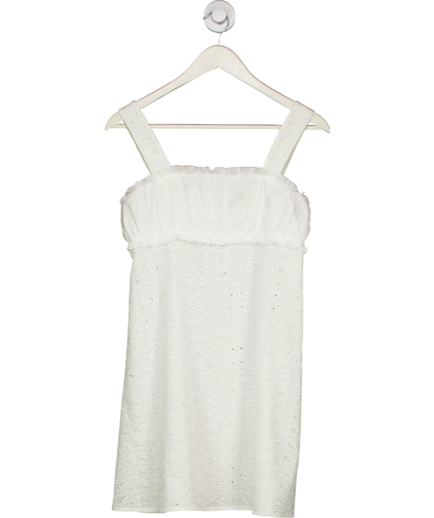 loretta caponi White Cotton Broderie Mini Dress UK XS