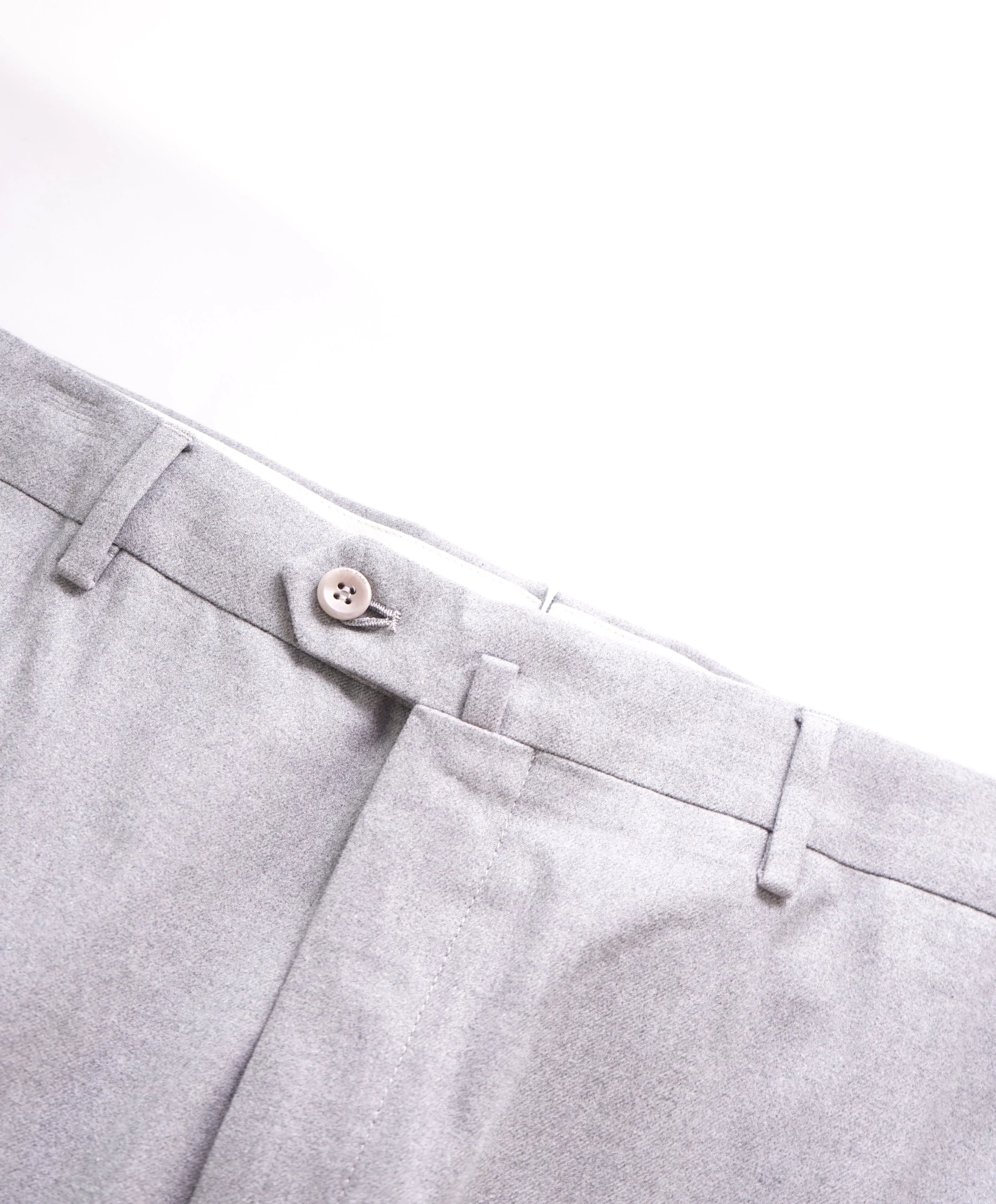 LORO PIANA - SOFT Heather Gray Cotton/Elastane Flat Front Pants - 38W (56EU)