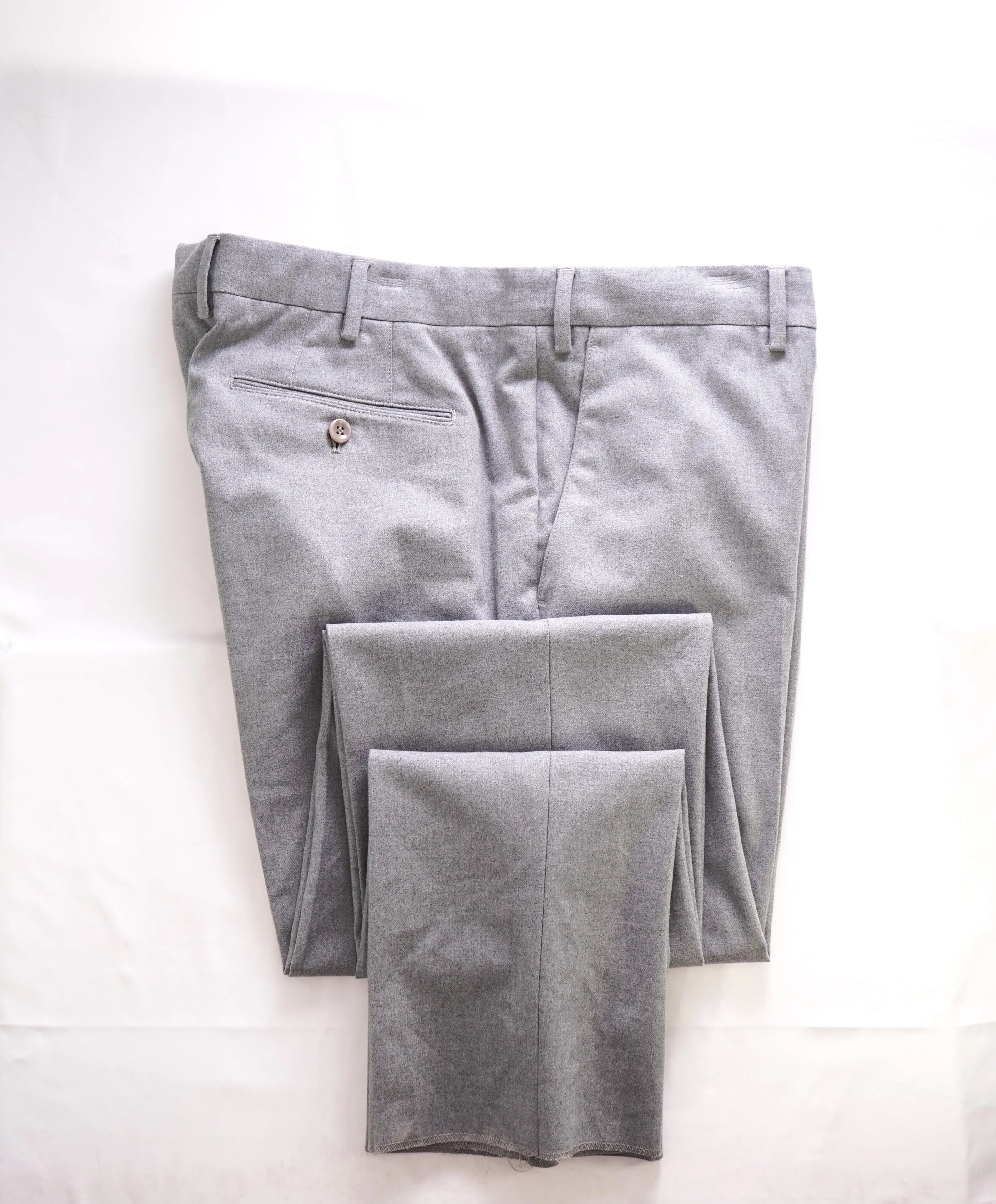 LORO PIANA - SOFT Heather Gray Cotton/Elastane Flat Front Pants - 38W (56EU)