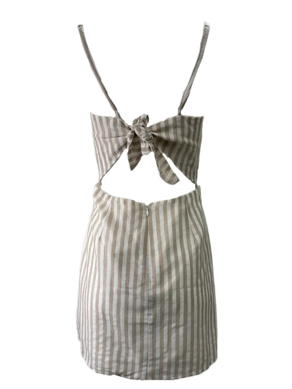 LOST IN LUNAR Women's Beige Stripe Lolita Mini Dress NWT