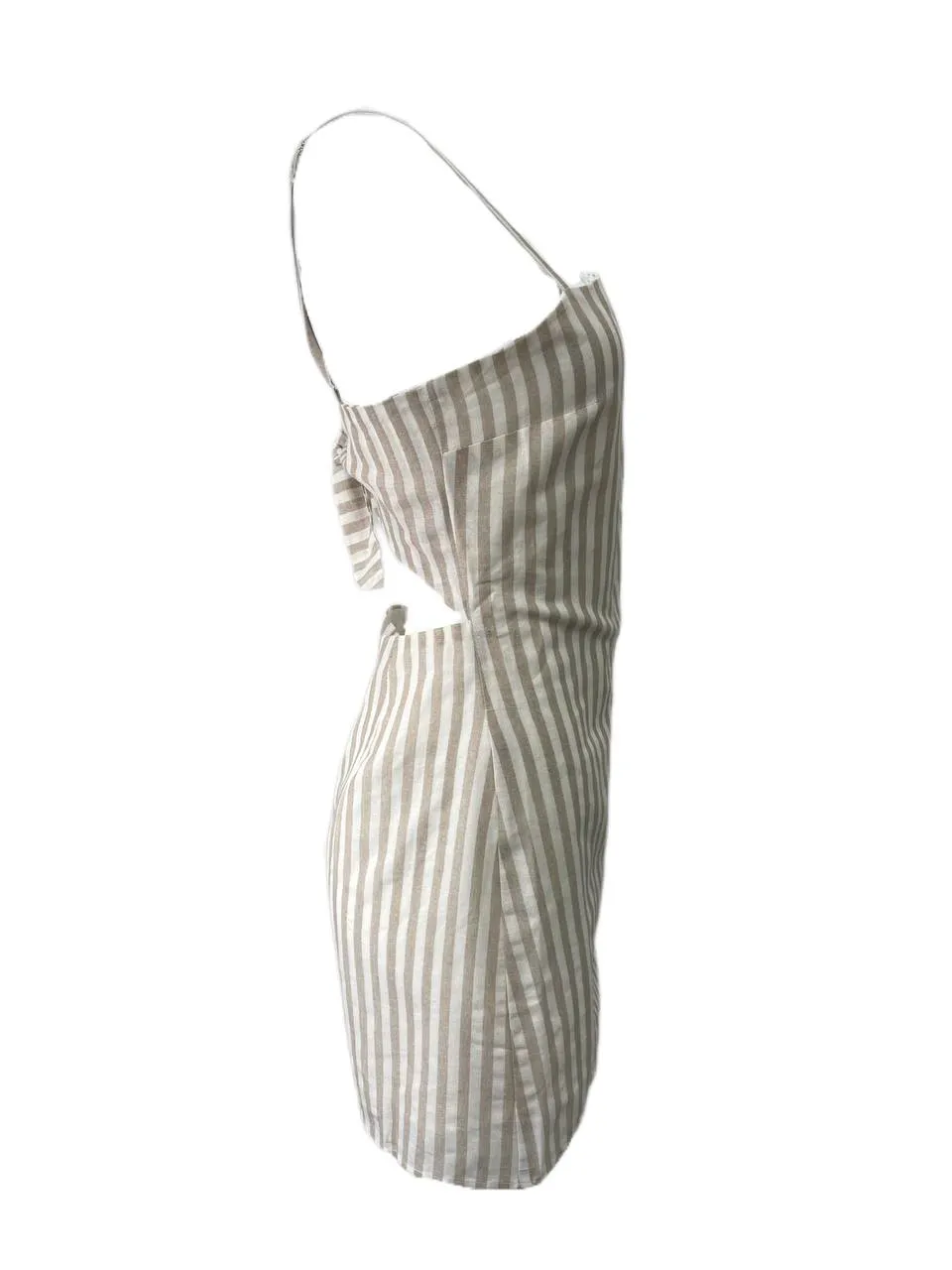 LOST IN LUNAR Women's Beige Stripe Lolita Mini Dress NWT