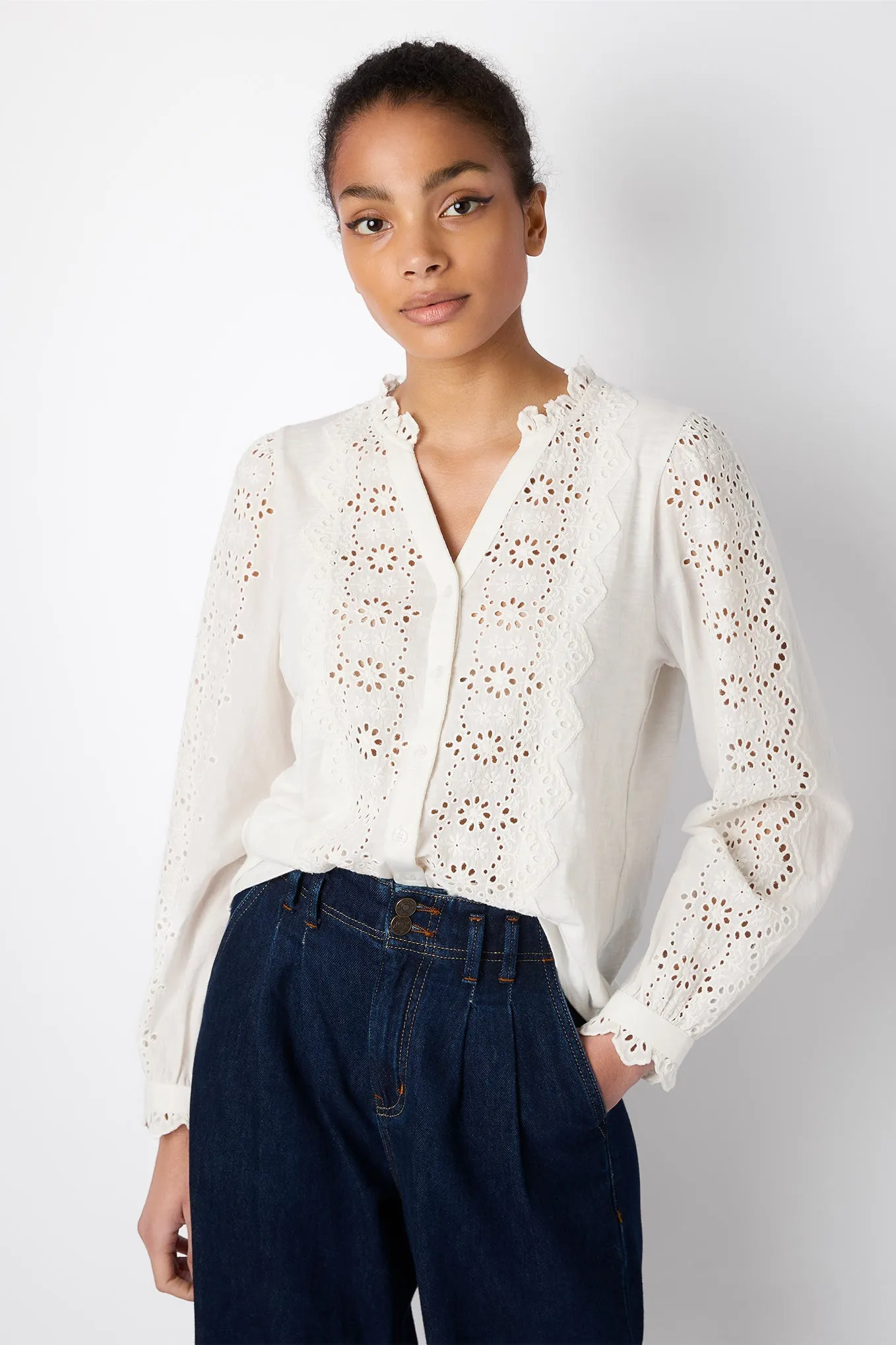 Lulu Lace Trim Blouse - Ivory