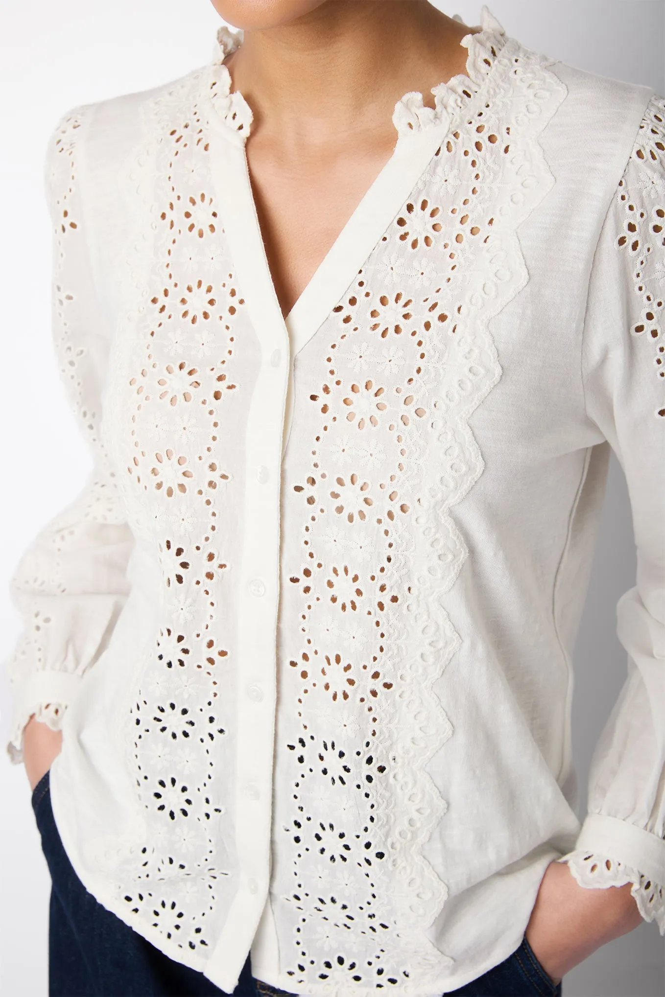 Lulu Lace Trim Blouse - Ivory