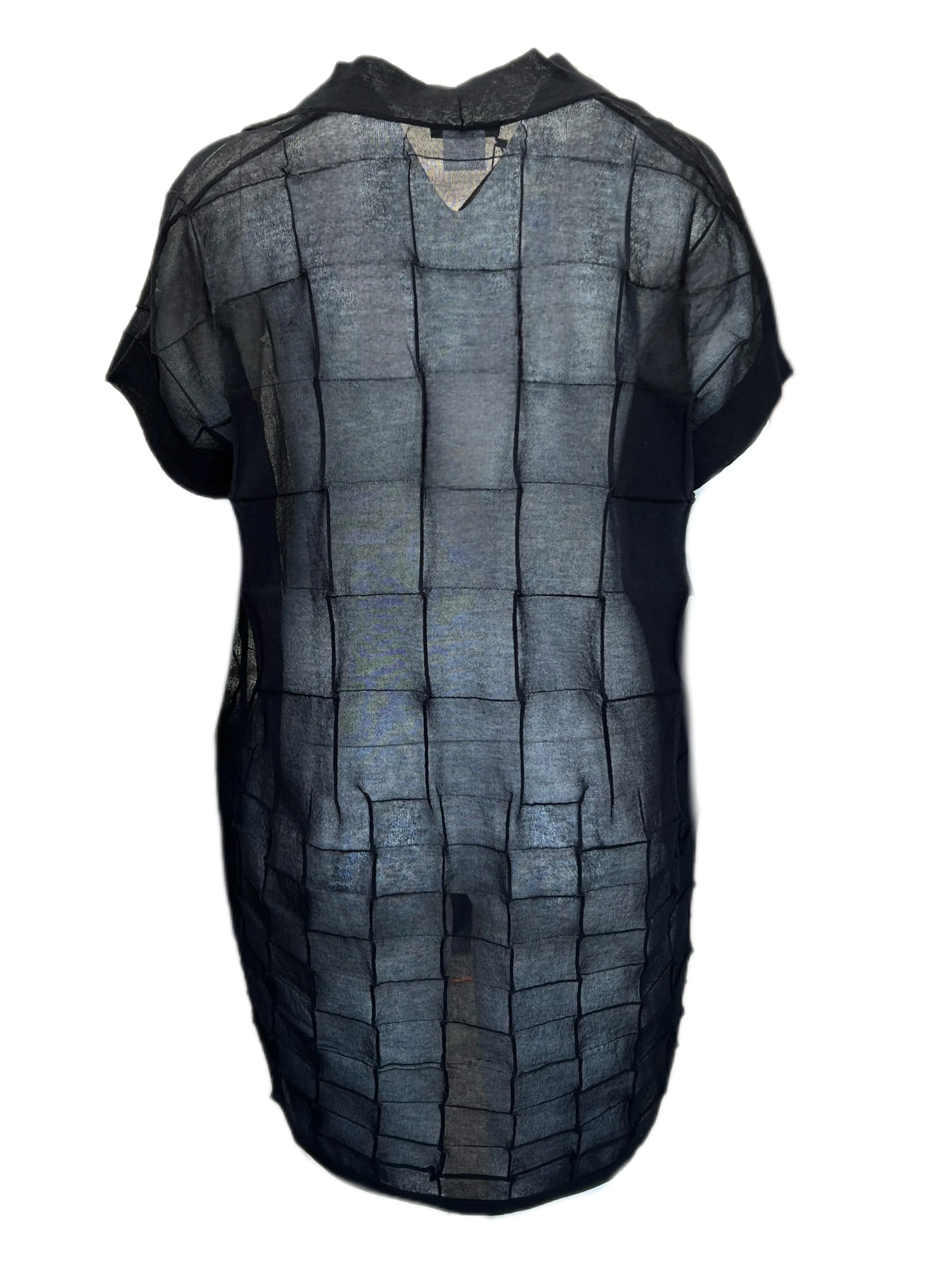 Marina Rinaldi Women's Black Mosaico Knitted Short Sleeves Cardigan NWT