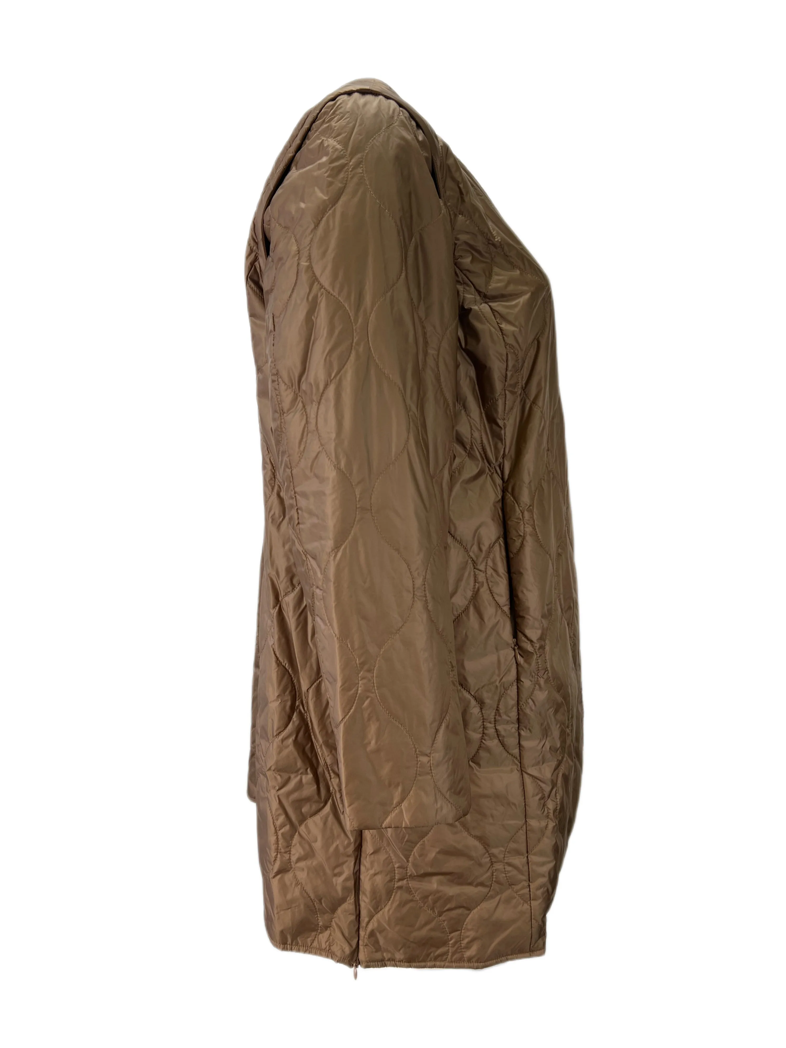 Marina Rinaldi Women's Brown Panda Removable Sleeve Quilted Jacket NWT