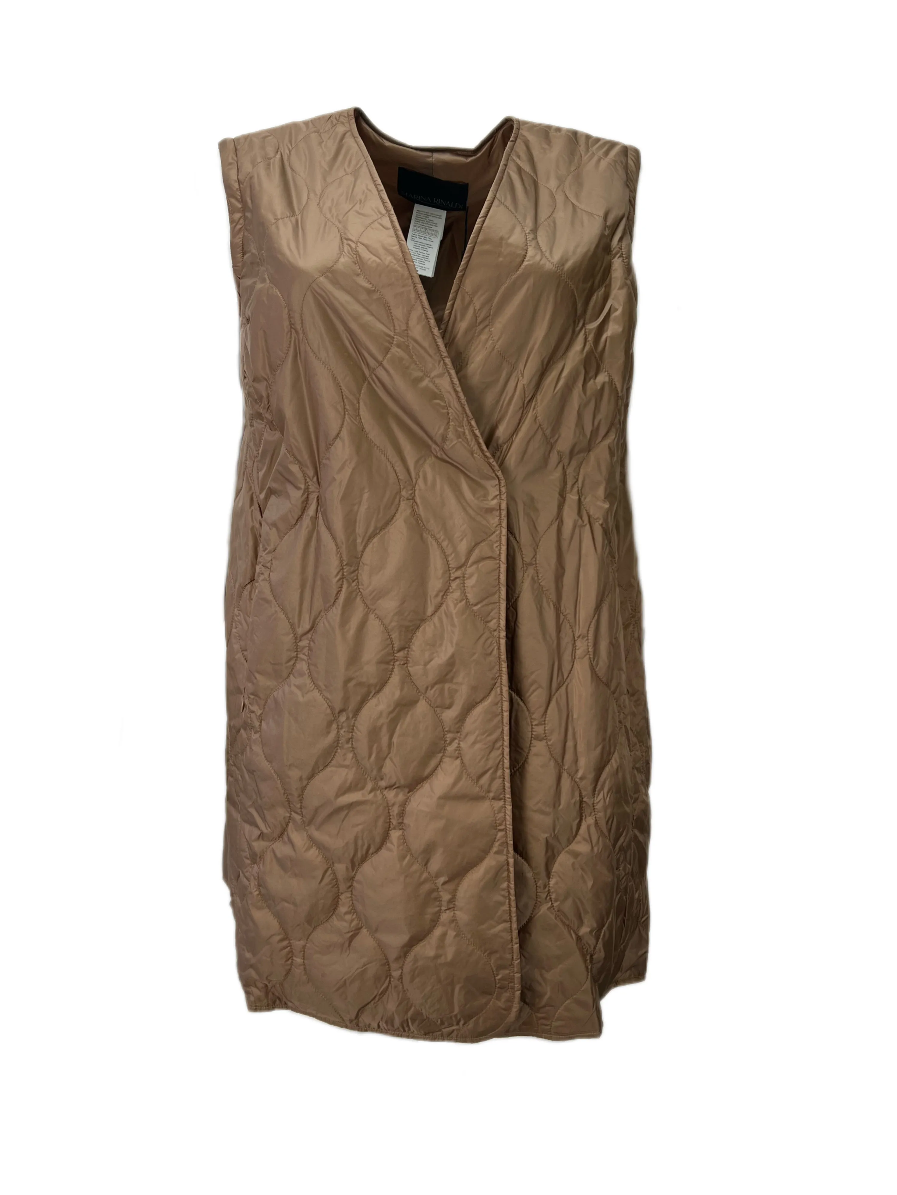 Marina Rinaldi Women's Brown Panda Removable Sleeve Quilted Jacket NWT
