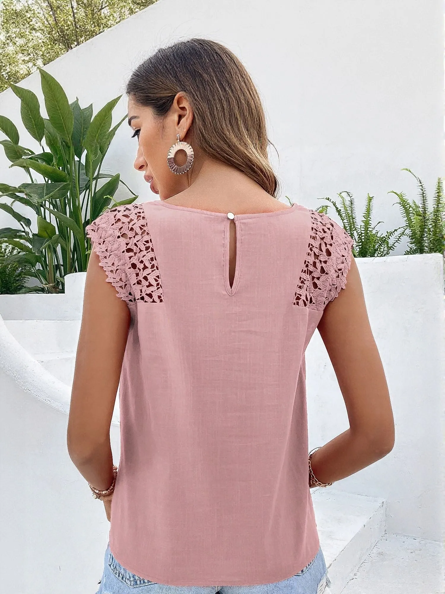 Mauve Top With Lace Insert Detail