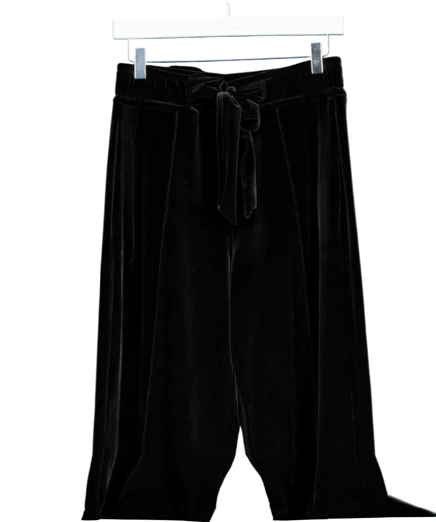 ME EM Black Wide Leg Pullon Velvet Trousers With Bow Detail UK 8