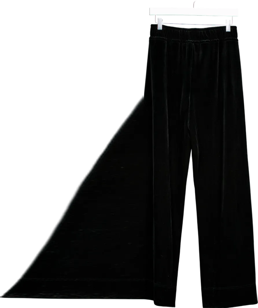 ME EM Black Wide Leg Pullon Velvet Trousers With Bow Detail UK 8