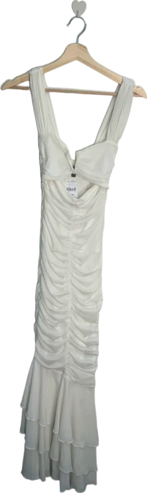 Michael Costello White Ruched Bodycon Dress UK 4