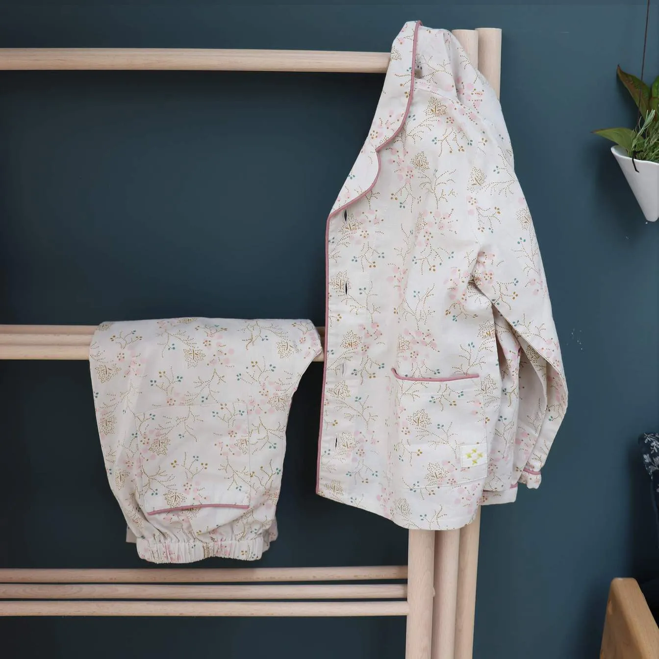 Minako Golden Floral Pyjama Set by Camomile London