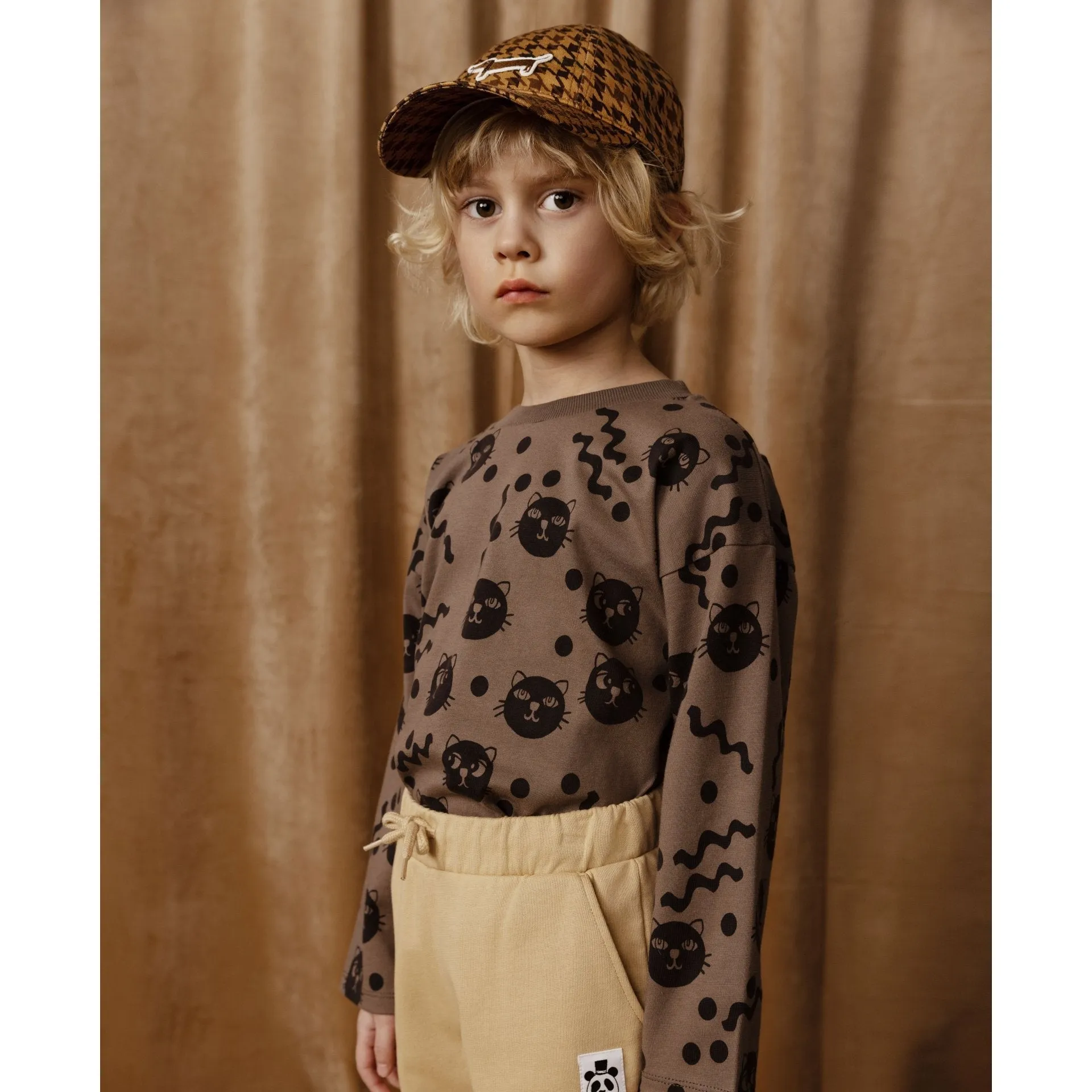 Mini Rodini - Squiggly Cats long-sleeved top - brown