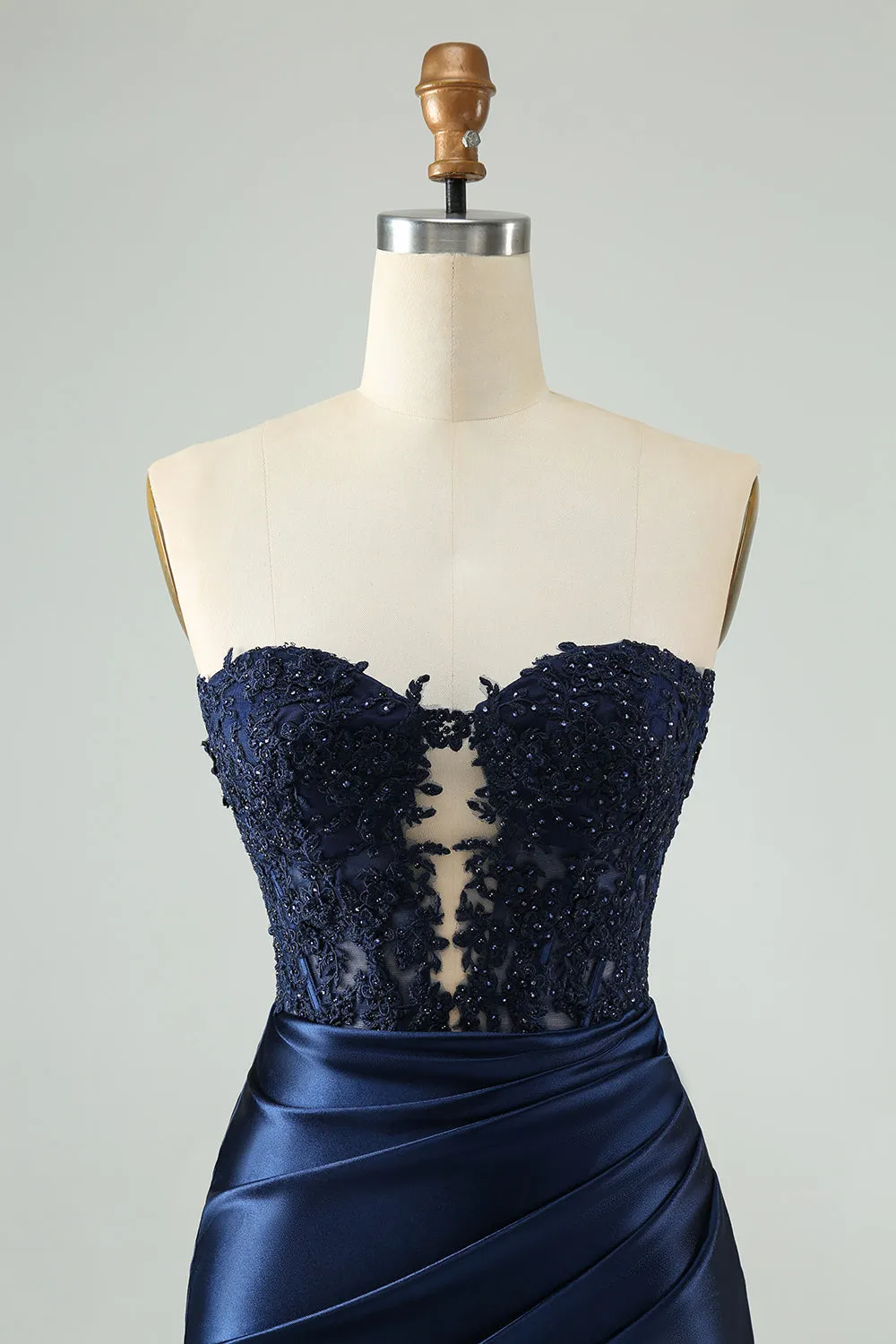 Navy Bodycon Sweetheart Corset Beaded Short Homecoming Dress with Hollow Out